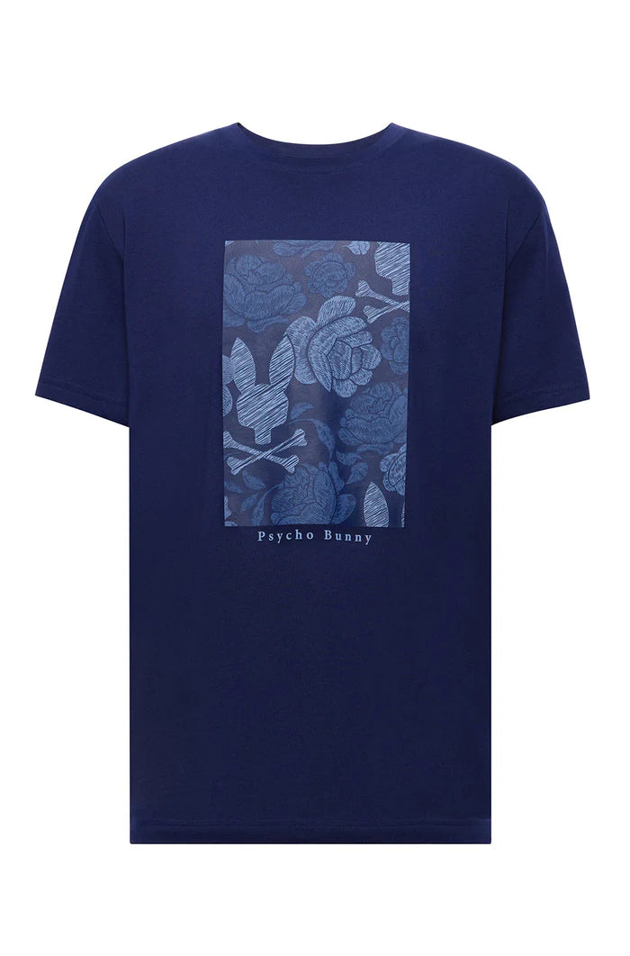 Psycho Bunny Men's Rowen Graphic Tee Blue Logo T-Shirt Designer NWT MT0200102 402