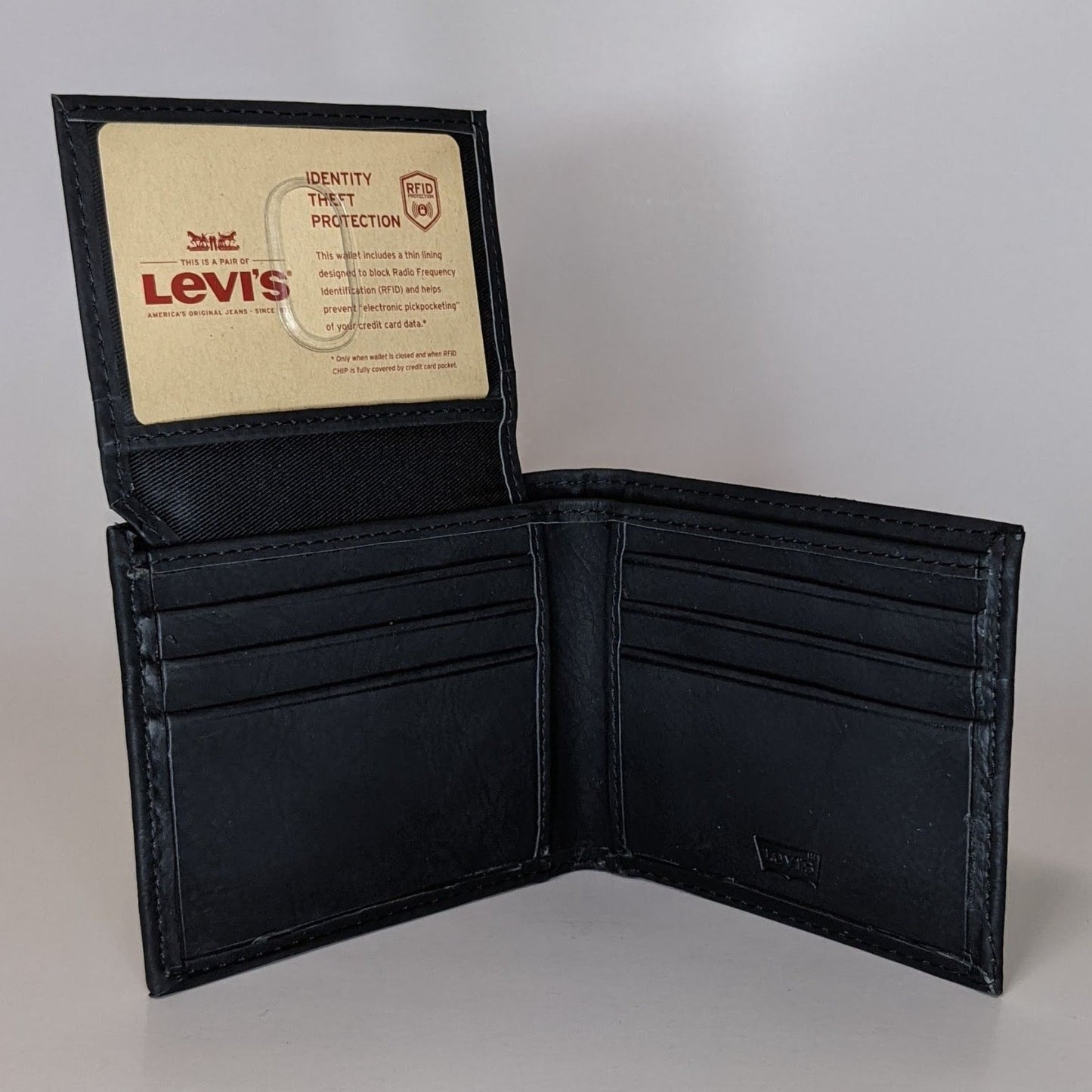 Levi's coated leather bi-fold wallet black RFID protection 31LP220052