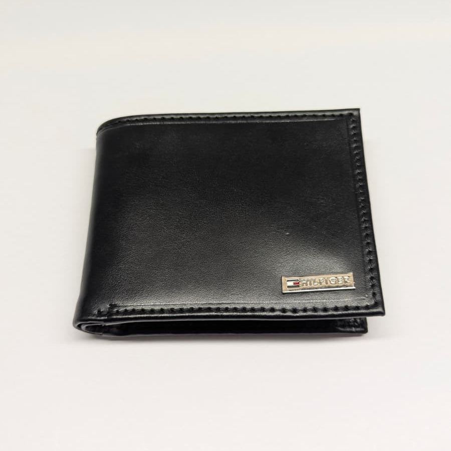 Black leather wallet on a white background