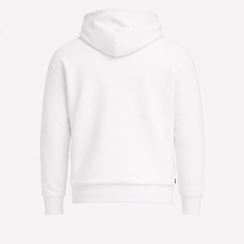 White hoodie on a light gray background