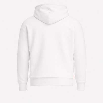 White hoodie on a light gray background