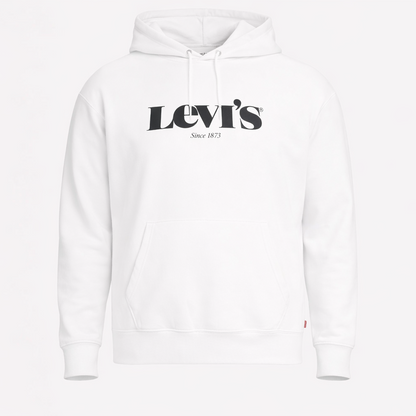 White hoodie with Levi's logo on a white background