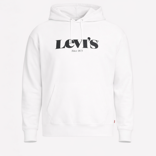 White hoodie with Levi's logo on a white background