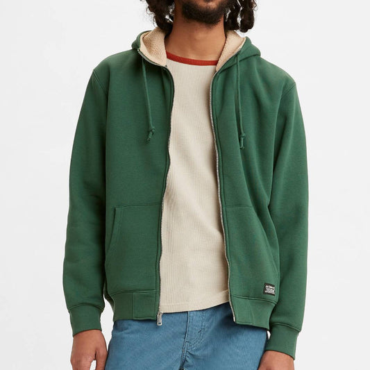 Levi’s Men’s Sherpa Lined green Full Zip Hoodie Jacket Cotton A0755-0003