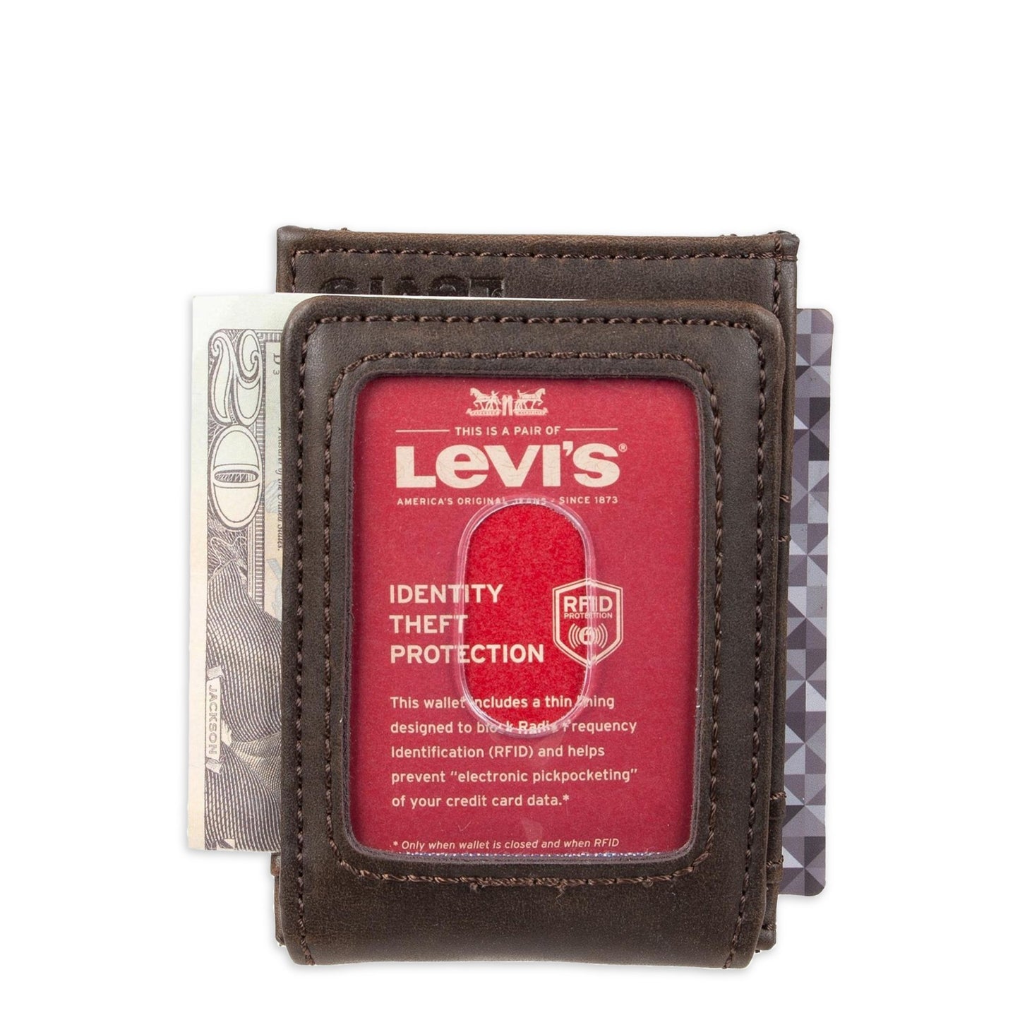 Levi's Wallet RFID Identity Theft Protection Bifold 31LV160016 - Brown