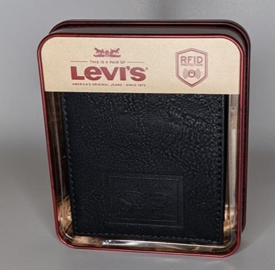 Levi's Wallet RFID Identity Theft Protection Coated Leather Trifold 31LP220049 - Black