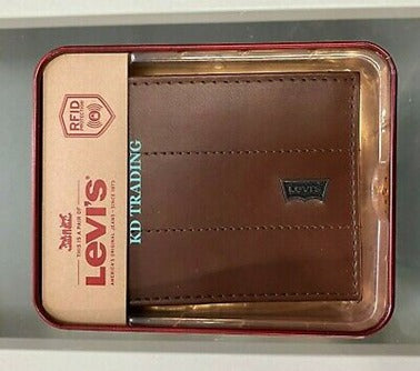 Levi's Wallet RFID Identity Theft Protection Coated Leather Trifold 31LP220Z07 - Brown