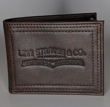 Levi's Wallet RFID Identity Theft Protection Coated Leather Trifold 31LP220028 - Brown