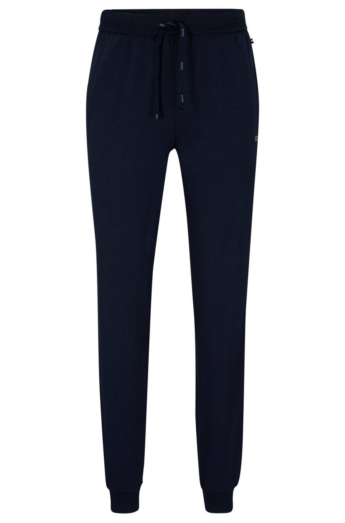 Navy jogger pants on a white background