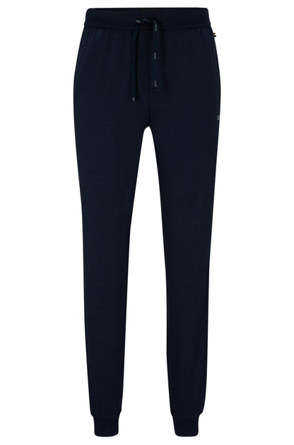Navy jogger pants on a white background
