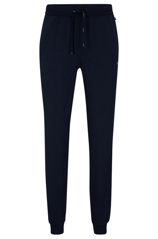 Navy jogger pants on a white background
