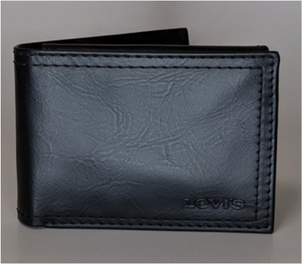 Levi's Wallet RFID Identity Theft Protection Coated Leather Trifold 31LP220029 - Black