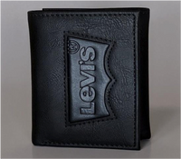 Levi's Wallet RFID Identity Theft Protection Coated Leather Trifold 31LP110044 - Black