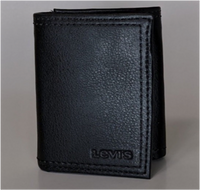 Levi's Wallet RFID Identity Theft Protection Coated Leather Trifold 31LV110021 - Black